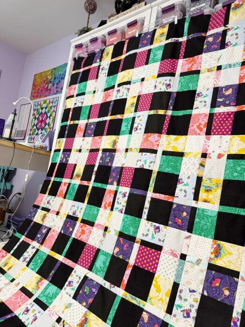 Handmade Plaidish Quilt Top – 64” x 82” – Unfinished Patchwork Quilt Top Ready to Quilt