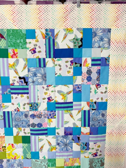 Handmade Rainbow Small Talk Quilt Top, 70” Square – Unfinished Patchwork Quilt Top Ready to Quilt