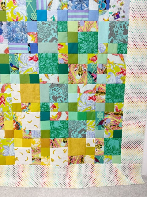 Handmade Rainbow Small Talk Quilt Top, 70” Square – Unfinished Patchwork Quilt Top Ready to Quilt