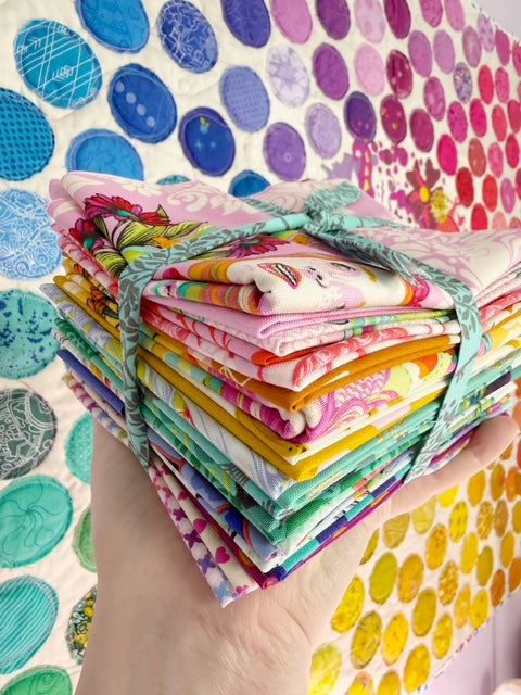 Fabric Bundle Rainbow Prints – (24) Fat Eighths (10.5”x18”), and 8” & 16” x WOF