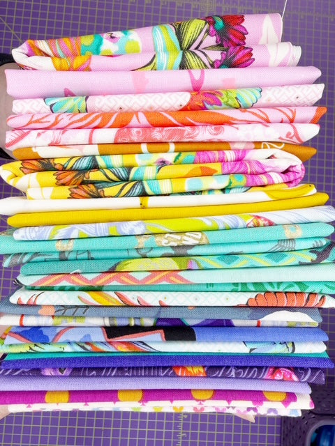 Fabric Bundle Rainbow Prints – (24) Fat Eighths (10.5”x18”), and 8” & 16” x WOF