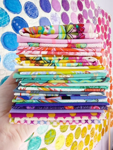 Fabric Bundle Rainbow Prints – (24) Fat Eighths (10.5”x18”), and 8” & 16” x WOF