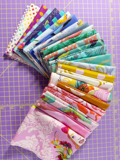 Fabric Bundle Rainbow Prints – (24) Fat Eighths (10.5”x18”), and 8” & 16” x WOF