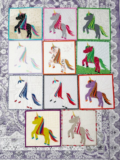 Unicorn Holiday Mini Quilts - 11 FINISHED QUILTS - 16" Square