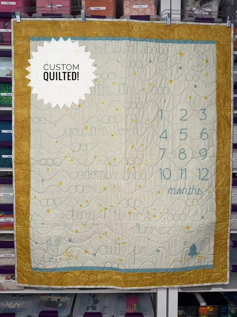 “Birthday” Baby Growth Quilt  - FINISHED QUILT - Yellow - 40' X 48" - Baby Quilt - Baby Shower Gift