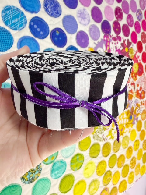 Quilt Binding King Size - Black and White Stripe - Single Fold (3" Wide Strip)