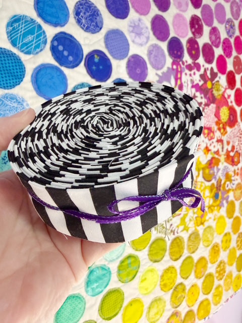 Quilt Binding King Size - Black and White Stripe - Single Fold (3" Wide Strip)
