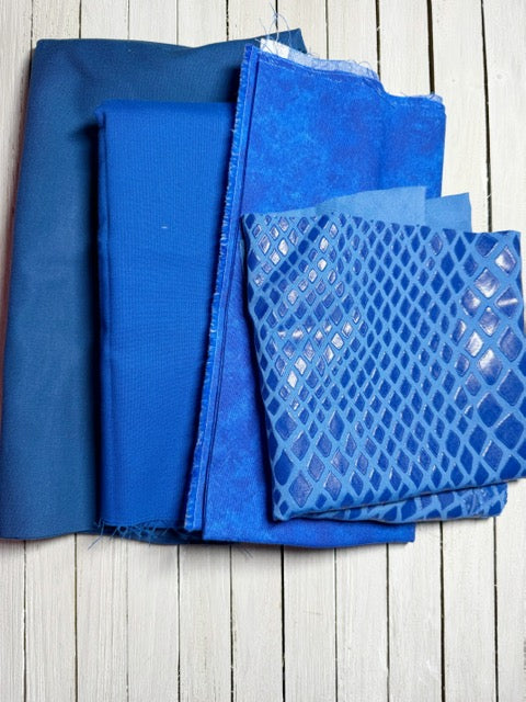 Purple, Blue & Green Fabric Scrap and Yardage Bundle – 4 lb 14 oz Destash Lot