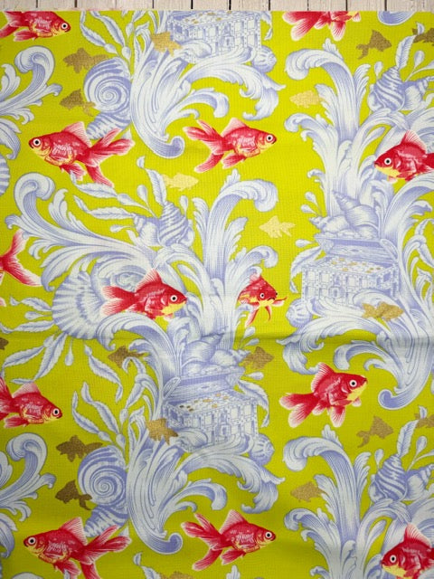 Tula Pink Fabric Yardage – Besties Water Clover Metallic – Cotton Woven Quilting Fabric