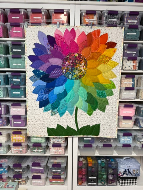 Quilted Floral Wall Hanging – Finished Art Quilt, 35.5” x 45.5”