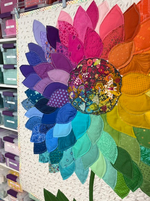 Quilted Floral Wall Hanging – Finished Art Quilt, 35.5” x 45.5”