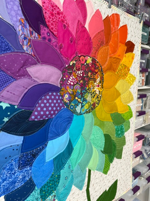 Quilted Floral Wall Hanging – Finished Art Quilt, 35.5” x 45.5”