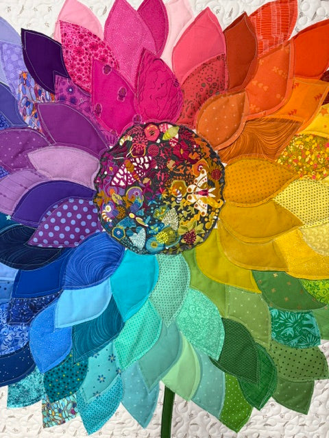 Quilted Floral Wall Hanging – Finished Art Quilt, 35.5” x 45.5”