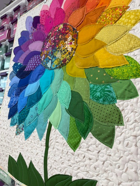 Quilted Floral Wall Hanging – Finished Art Quilt, 35.5” x 45.5”