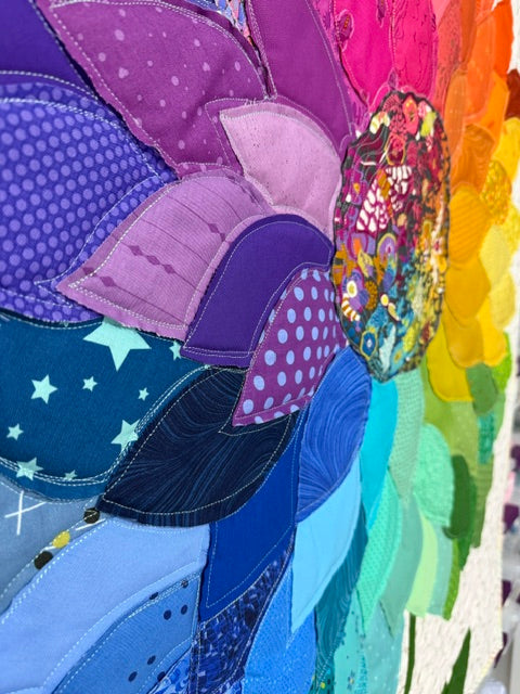 Quilted Floral Wall Hanging – Finished Art Quilt, 35.5” x 45.5”