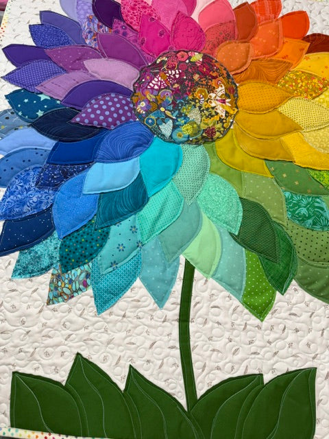 Quilted Floral Wall Hanging – Finished Art Quilt, 35.5” x 45.5”
