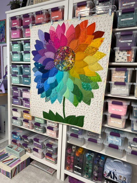 Quilted Floral Wall Hanging – Finished Art Quilt, 35.5” x 45.5”