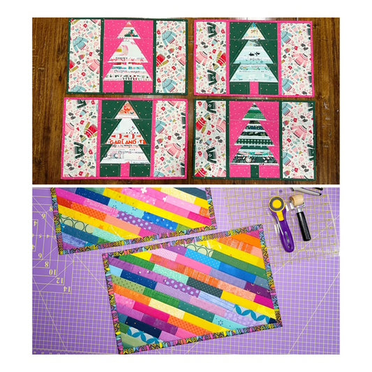 Quilted Placemats Bundle - Leftover Placemats and Selvage Christmas Tree Block Placemats