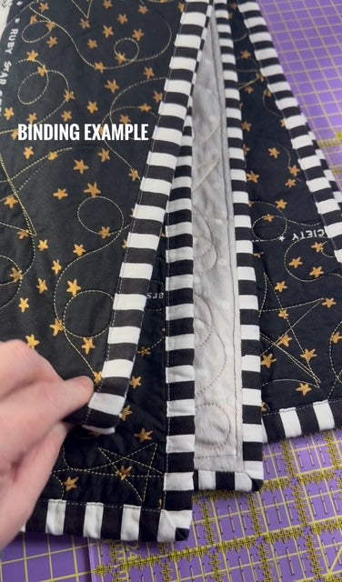 Quilt Binding King Size - Black and White Stripe - Single Fold (3" Wide Strip)