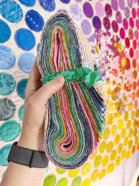 Rainbow Fabric Strip Bundle for Quilting – 48 Hand-Cut 2.5" WOF Strips