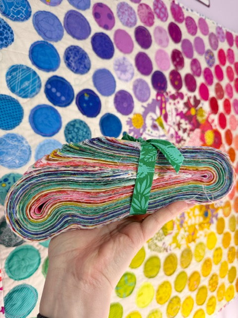 Rainbow Fabric Strip Bundle for Quilting – 48 Hand-Cut 2.5" WOF Strips