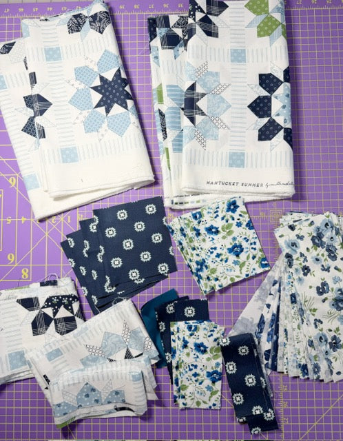 Fabric Scrap Bag – Assorted Blueprint and Nantucket Summer by Camielle Roskelly Fabric Prints for Quilting, Sewing, Crafts, and Scrap Projects.