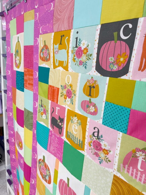 Trick or Treat Scrappy Patchwork Quilt Top – 58” x 62” – Unfinished Halloween Quilt Top