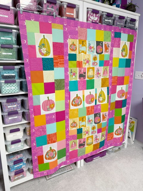 Trick or Treat Scrappy Patchwork Quilt Top – 58” x 62” – Unfinished Halloween Quilt Top