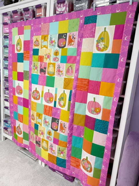 Trick or Treat Scrappy Patchwork Quilt Top – 58” x 62” – Unfinished Halloween Quilt Top