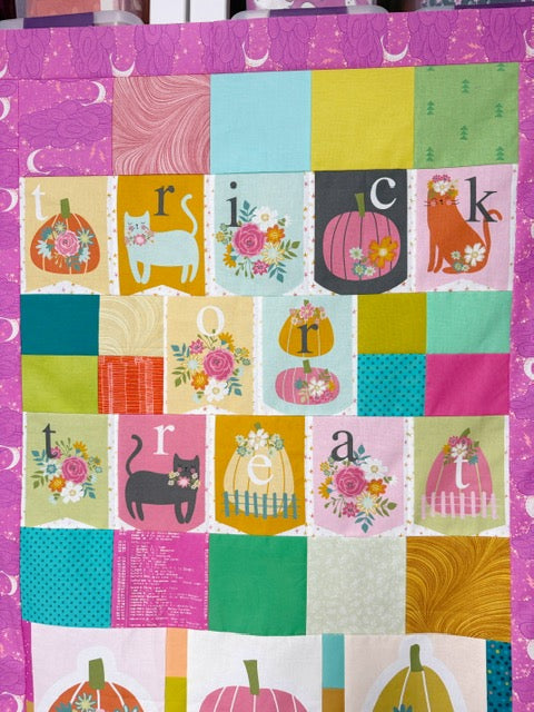 Trick or Treat Scrappy Patchwork Quilt Top – 58” x 62” – Unfinished Halloween Quilt Top