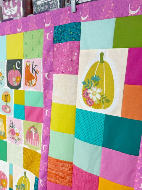 Trick or Treat Scrappy Patchwork Quilt Top – 58” x 62” – Unfinished Halloween Quilt Top