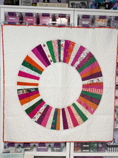 Christmas Color Wheel Art Quilt - 56-Inch Square Holiday Wall Hanging