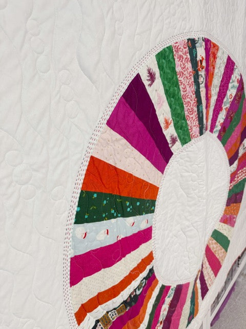 Christmas Color Wheel Art Quilt - 56-Inch Square Holiday Wall Hanging