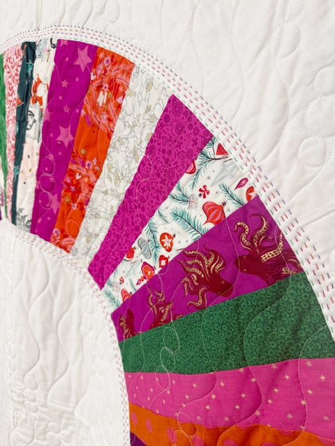 Christmas Color Wheel Art Quilt - 56-Inch Square Holiday Wall Hanging