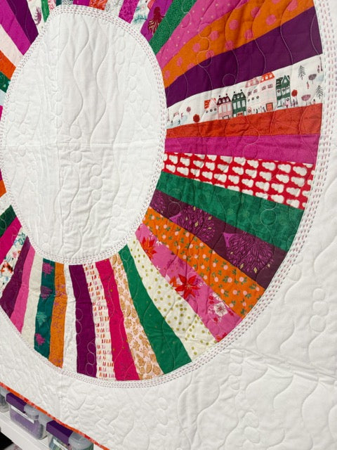 Christmas Color Wheel Art Quilt - 56-Inch Square Holiday Wall Hanging